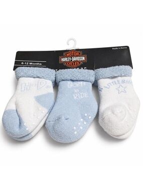 Harley Davidson 3 pack baby gripper socks 6-12 months